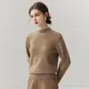 Zhenrong~Suéter de Tricô Loro Piana 100% Caxemira com Punhos para Mulheres, para o Trabalho, Gola Meia-Alta, Versátil, Camada Base Solta
