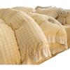 Juego de cama de cuatro piezas de terciopelo coral de leche engrosado de doble cara, ropa de cama de franela de invierno, falda de cama más gamuza, sábanas, funda de edredón