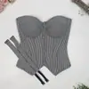 Patrón espiga retro, sofisticado y elegante, top ajustado con cintura ceñida y efecto push-up, una prenda exterior de moda, corsé de espiga estilo francés