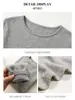 Camiseta Básica de Mezcla Premium de Tencel y Lana para Mujer, Estilo Coreano, Cuello Redondo Pequeño, Holgada Casual, Corte Relajado, Top de Hombro Regular