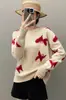 Suéter de Cachemira Mariposa 2025 Otoño e Invierno Nuevo Suéter de Fondo de Cuello Redondo para Mujer Estilo Suave Holgado Adelgazante Suéter Corto