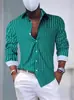 Camisa para Hombre 2026 Comercio Exterior Europeo y Americano Ropa para Hombre Transfronteriza Otoño e Invierno Cardigan Rayado con Solapa para Hombre Manga Larga Rayada Juvenil