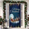 Cubierta de Puerta de Tela Elástica Cubierta de Puerta de Navidad Alegre Transfronteriza Tapiz Fondo de Tela de Regalo de Papá Noel para Fiesta Festiva