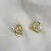 Pendientes de Línea Minimalista, Diseño de Nicho, Pendientes de Alta Gama, Nuevos Pendientes Geométricos Populares de Lujo Ligero con Perlas 2026 para Mujer