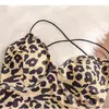 Camisola Vintage Sexy de Decote V com Estampa de Leopardo para Mulheres, Camada Interna Sem Mangas de Verão com Costas Bonitas, Top Curto para Garotas Quentes