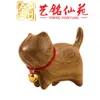 Miniatura Artesanal de Gato de Sândalo para Decoração de Mesa Interna, Fofo Presente de Aniversário