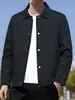 OLA Otoño Nuevo Chaqueta de Textura Vertical con Cuello Solapa para Hombre Casual Moderna Versátil Prenda Superior Abrigo de Color Sólido