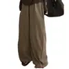 Nuevos pantalones de cuadros relajados vintage de principios de otoño para mujer, de cintura alta, adelgazantes, de pierna ancha fluidos, pantalones casuales de ocio