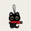 Lindo Colgante de Bolso de Gatito Negro Muñeco de Peluche Llavero de Coche Muñeco de Dibujos Animados Colgante de Mochila Regalo para Pareja