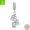 Colgante de charm de flor de orquídea de lirio de plata s925 plata de ley cuentas de flores pulsera alta accesorios con cuentas collar DIY