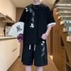 Fw10546 2025 Verano Estilo Chino Estampado Nuevo Estilo Hong Kong Traje Juvenil para Niños Estudiante Manga Corta Shorts