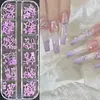 Acessórios Coloridos de Laço de Fita para Nail Art Tendência Azul e Branco Pequeno Laço de Gravata 12 Grades de Acessórios Mistos para Unhas
