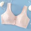 Roupa íntima de algodão puro para mulheres de meia-idade e idosas, Sutiã confortável com bojo push-up anti-queda sem aros de aço, Sutiã esportivo estilo regata com fecho frontal para mães