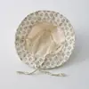Chapéu de Bebê Qiunan Primavera e Verão Fino Proteção Solar Chapéu de Pescador com Aba para Meninas Renda Floral com Laço Chapéu de Pescador