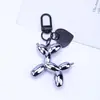Chaveiro Ins Cão de Balão Liga Metálica Coração Corrente para Capa de Celular DIY Case Protetor para AirPods Case de Fone de Ouvido Pingente