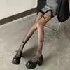Medias Tatuaje Seda Negra Estilo Primavera y Otoño Medias Deseo Puro para Mujer Medias Antidesgarros Medias Base Medias de Seda Blanca con Mariposas Piernas Hermosas