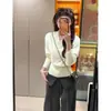 Suéter de malha atmosférico com decote em V e mangas compridas para mulheres, top de camada interna outonal que afina a cintura