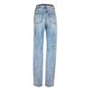Bikini Falso de Dos Piezas Empalmado Pantalones Vaqueros Rectos de Cintura Alta Pantalones Vaqueros Simples Lavados