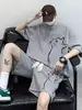 Conjunto casual de dos piezas para hombre de verano: camiseta de manga corta y shorts deportivos tipo jersey de baloncesto, ropa deportiva moderna estilo coreano