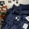 Nuevo Conjunto de Cuatro Piezas para Dormir de Algodón Lavado para Bebés y Madres Conjunto de Tres Piezas para Dormitorio de Estudiantes Color Sólido Sábana Funda de Edredón en