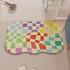 Alfombrilla de baño con patrón de tablero de ajedrez Líneas de dopamina para inodoro baño Alfombrilla versátil para pies Hogar Alfombrilla de tierra de diatomeas