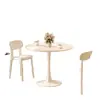 Mesa Redonda Blanca Nórdica, Estilo Tulipán, Mesa de Café Casual Estilo Ins, Mesa Redonda Minimalista para Reuniones, Mesa y Sillas para Té con Leche, Mesa de Comedor