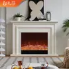 Móvel de TV com Lareira Estilo Francês 1.8/2.2/ 2.4m Feito de Madeira Maciça para Uso Doméstico na Sala de Estar com Decoração de Chama Simulada e Aquecimento Elétrico