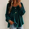 Ropa de mujer transfronteriza europea y americana Otoño/Invierno 2026: Top de terciopelo liso de cuello redondo con manga larga, corte holgado y pliegues irregulares de Amazon