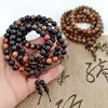 Pulsera de 108 Cuentas Budistas Multicírculo Sándalo Pulsera Bicolor Madera de Ala de Pollo Rosario Adornos de Madera para la Mano Suministro en Vivo
