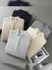 Suéter de Caxemira com Zíper Meio Alto para Homens, Outono e Inverno, Caxemira Grossa, Base de Moda Casual para Jovens e Adultos
