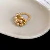 Anillo de Apertura de Bola con Pliegues Irregulares Moda Ins Europea y Americana Anillo para el Dedo Versátil Joyería de Lujo Ligero de Alta Gama
