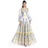 Comércio Exterior Transfronteiriço Europeu e Americano Moda Feminina AliExpress Vestido Elegante TK Acinturado com Estampa Floral Saia Longa