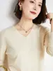 Suéter de Mujer Otoño Nuevo Estilo Cuello en V Jersey de Punto Base No de Lana Top Transfronterizo Talla Grande Suéter de Punto