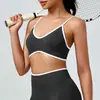 Lingerie Europeia e Americana de Cores Contrastantes com Costas Bonitas, Sutiã Esportivo de Alta Elasticidade Amigo da Pele, Top de Yoga Sem Mangas com Decote U para Corrida ao Ar Livre de Secagem Rápida