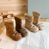 Botines de ballet para niña estilo coreano, nuevos zapatos de lazo estilo francés otoño 2026, botas de tacón retro ajustadas para niños