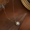 Cadena Elegante para Clavícula con Baño de Oro Real y Circonita para Mujer, Diseño de Nicho, Collar Vintage Francés Barroco de Perlas de Agua Dulce