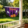 Abanico Bandera de Medio Círculo Nuevo de Halloween Forma de Bandera Castillo de Calabaza Decoración Festiva 45*90cm Abanico con Forma de Bandera