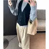 2026 Elegante Versátil Cor Sólida Clássico Chic Coreano Tricô Cropped Gola Alta Conjunto de Duas Peças Novo Look Casual