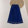 Jeans Bordado Vintage Doce para Mulheres Renda Japonesa Babado Bordado Emagrecedor Perna Larga