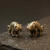 Llavero de latón con forma de tigre del zodiaco, colgante para llave de coche de tigre rugiente, accesorio para bolso de hombre y mujer.
