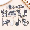 Dibujo Lindo Goteo de Aceite Notas Musicales de Piano Gato Blanco y Negro Colgante de Aleación de Zinc Llavero DIY Accesorios de Joyería