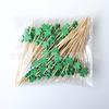 Palo de bambú decorativo letrero de fruta planta verde hoja redonda hoja pequeña hoja de tortuga trébol estilo verano letrero de cóctel