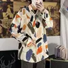 Camisa floral de manga larga estilo Hong Kong retro, con caída, para hombres y mujeres, parejas, versátil, holgada, tendencia, estilo perezoso, camisa cubana