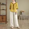Elegante Blusa de Gasa de Mamá para Verano, de Moda Este Año, Camiseta Estampada de Manga Tres Cuartos Estilo Nacional de Verano para Mujeres de Mediana Edad y Mayores