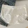 Ropa Interior para Niñas de Algodón Puro Estilo "Deseo Puro Perezoso" Clase A 10A Antibacteriana Entrepierna Extendida Encaje Dulce Bragas para Mujer