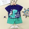 Traje de Manga Corta para Niños Verano Algodón Puro Masculino y Femenino Ropa de Bebé Shorts de Manga Corta Conjunto de Dos Piezas Traje Infantil de Dibujos Animados Venta al por Mayor