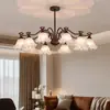 Araña de sala de estar vintage francesa, lámpara principal negra floral estilo crema de mediados de siglo, lámpara de hierro creativa y elegante para dormitorio y comedor