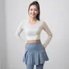 Roupas de Yoga Femininas Outono e Inverno Malha Sexy Top Esportivo com Bojo Emagrecedor Manga Longa Pilates Treinamento Roupas Fitness