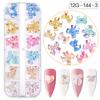 Color Mágico Aurora Resina Lazo Oso Estéreo Cristal Arte de Uñas Resina Amor Decoración