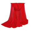 Bufanda de Gasa Georgette de Color Sólido Venta al por Mayor Regalo Pequeño Navideño Chal Rojo Grande Estilo Delgado Bufanda Roja Grande para Danza de Mujer